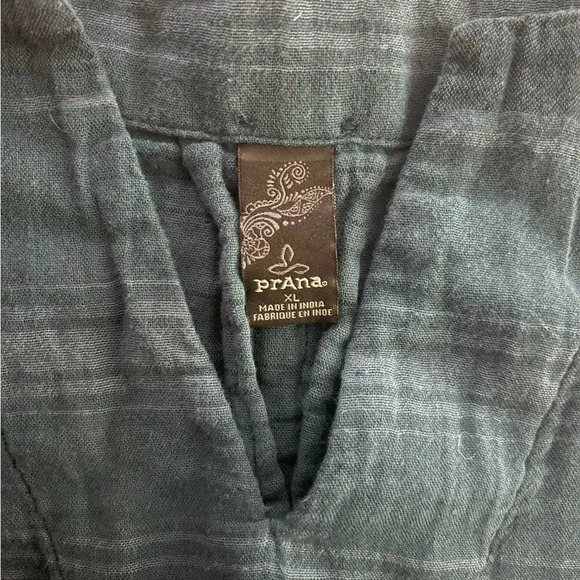 Prana Shirt Dress Cap Sleeve Blue Striped Oversized Relaxed Size XL Gauzy Pocket - Picture 7 of 8